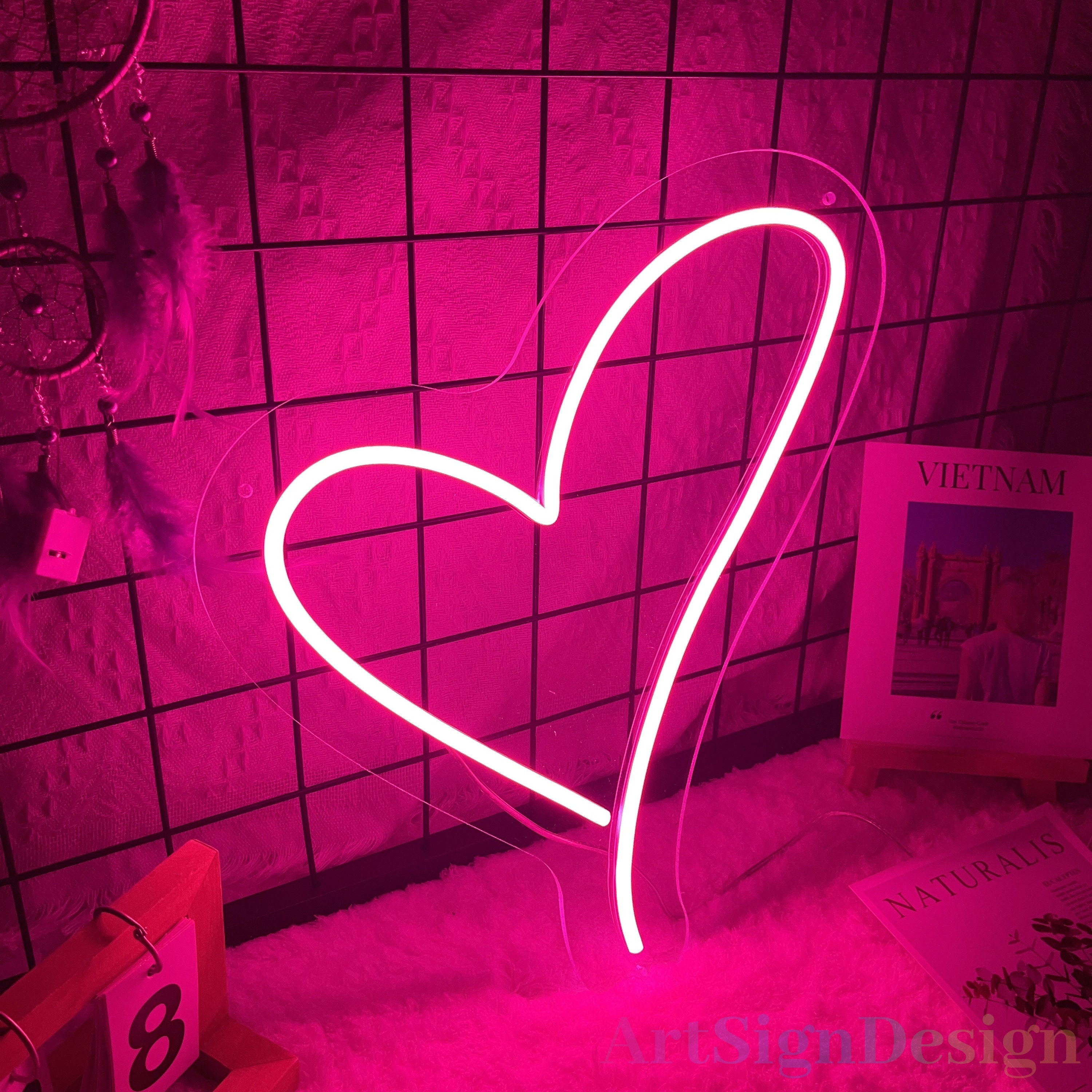 Valentines Day Decor, Pink Heart Neon Sign, LED Neon Heart Light for Wall  Decor, USB Powered Romantic Love Heart Light up Sign Lamp for Bedroom  Decoration Valentine's Gift Kids Girl Room Wedding