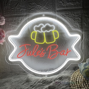 Custom Name Bar Neon Sign, USB Engraved Home Bar LED Neon Wall Decor Beer Man Cave Gift Sign,Personalized Father&#39;s Day Gifts ,Gift For Him