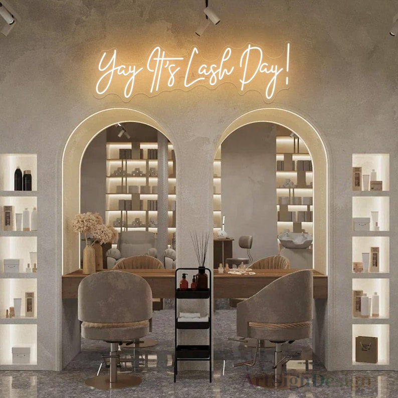 Yay It's Lash Day Neon Sign, Lash Day Neon Sign, Personalized Lash Room ...