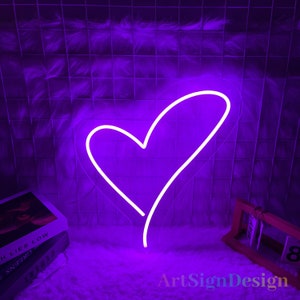 Znak neonowy Heart | Minimalistyczny znak LED Heart Neon | Niestandardowa dekoracja ścienna na przyjęcie weselne | Znak neonowy Love Art | Spersonalizowany prezent urodzinowy