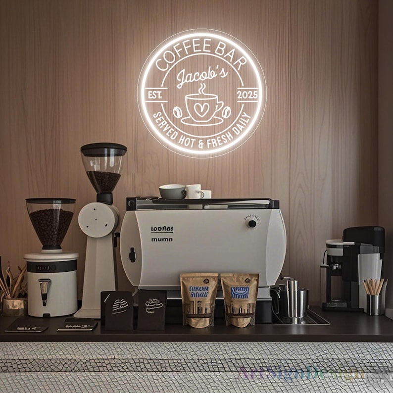 Custom Coffee Bar Sign for Kitchen |Custom Coffee Decor |Carved Neon Sign| Coffee Lover Gift | Cafe Shop Bar Sign|Thanksgiving gifts Style 6