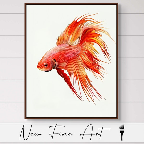Betta Fish Watercolor Wall Art, Beta Fish, Siamese, Watercolor Painting, Aquatic Art Print, Home Decor Aquarium Quality Print or Canvas