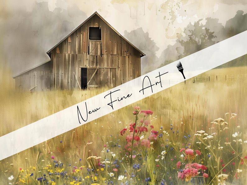 Rustic Barn Wall Art Wildflower Meadow Print – Country Farmhouse ...