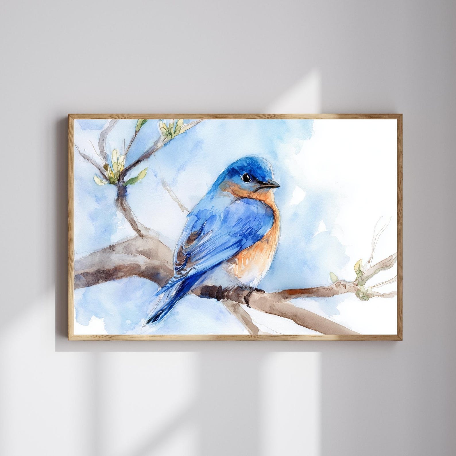 Spring Bluebird Wall Art – Vibrant Watercolor Bird Print, Eastern ...