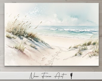 Sea Oats, Coastal Farmhouse, Beach Wall Art, Watercolor, White Sands, Florida Beach, Destin, Sand Dunes, Museum Quality Print or Canvas