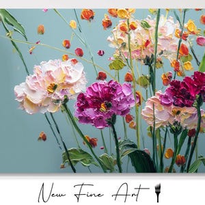 Arte murale con fiori selvatici colorati / Stampa con pennellate floreali audaci / Decorazione botanica Cottagecore / Tela artistica con fiori astratti