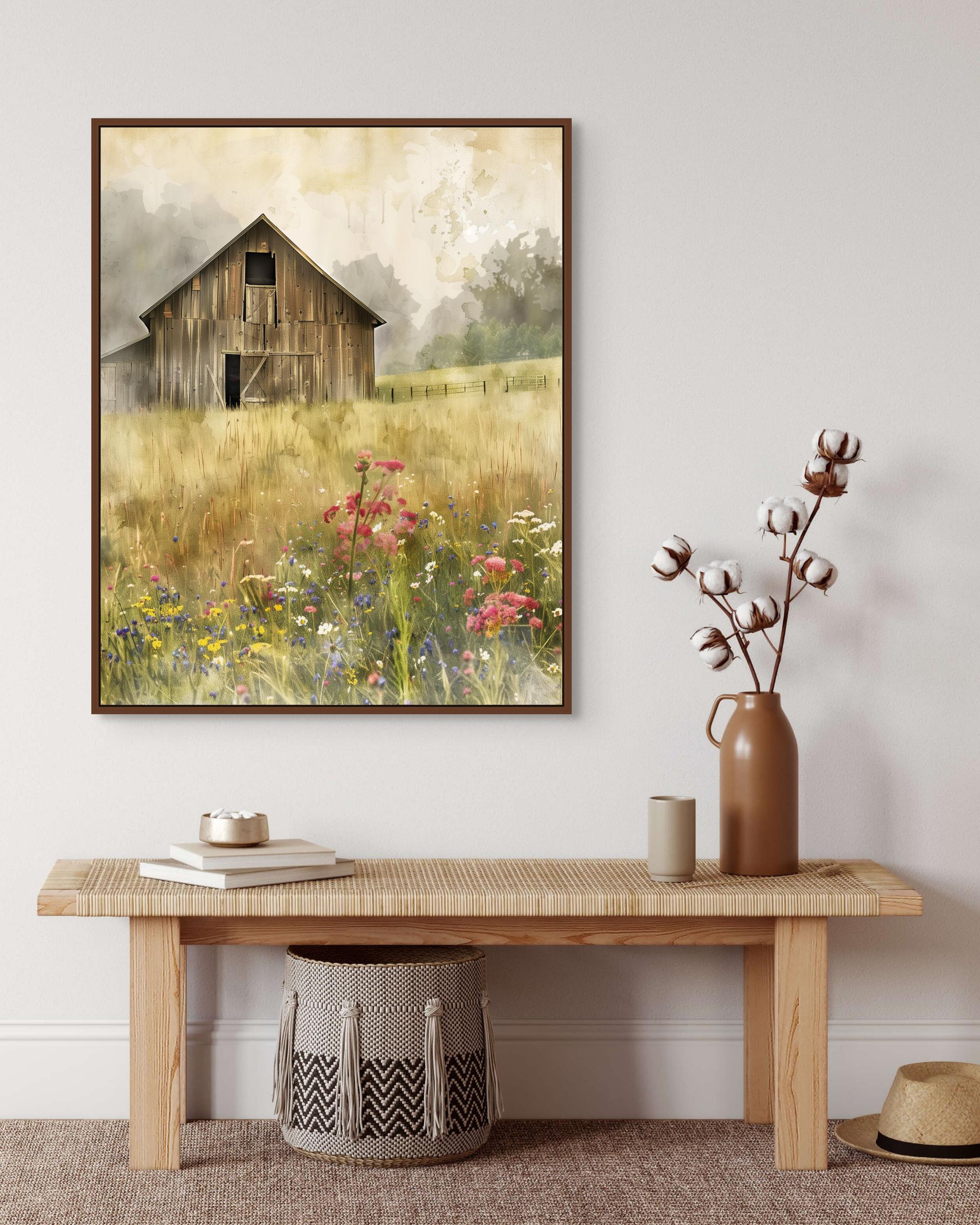 Rustic Barn Wall Art Wildflower Meadow Print – Country Farmhouse ...