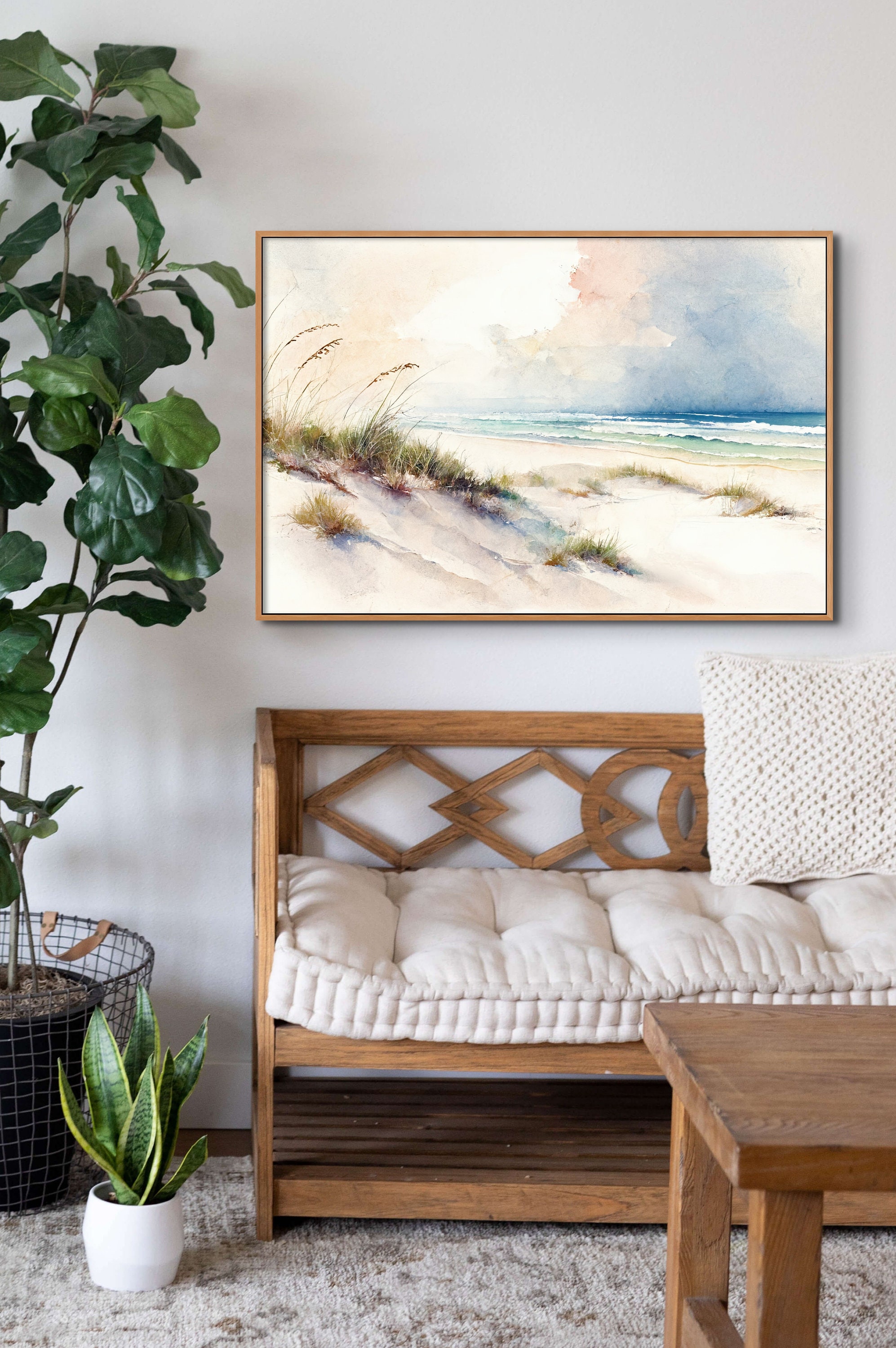 Sea Oats Print, Coastal Farmhouse, Beach Wall Art, Watercolor, White ...