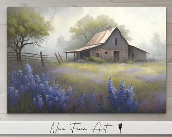 Texas Bluebonnet Wall Art, Southwest, Hill Country, Flowers, Watercolor, Austin, Farmhouse Museum Quality Canvas or Print