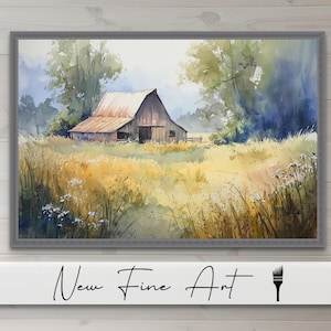 Watercolor Barn Wall Art, Farmhouse, Landscape, Countryside, Neutral, Country Art, Homestead, Museum Quality Canvas or Print