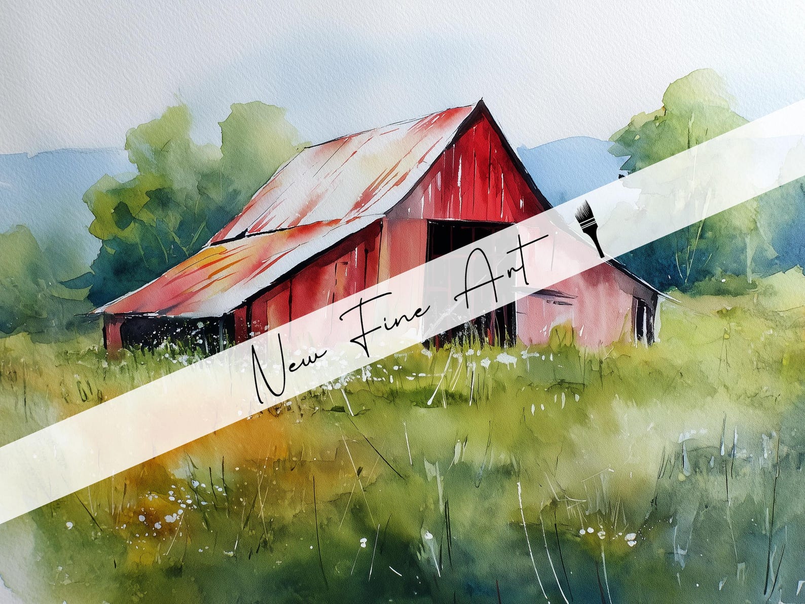 Rustic Red Barn Art Print – Watercolor Farmhouse Wall Decor, Country ...