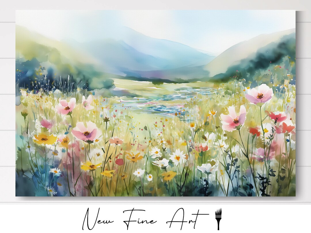 Wildflower Meadow Wall Art Print – Blooming Summer Landscape With ...