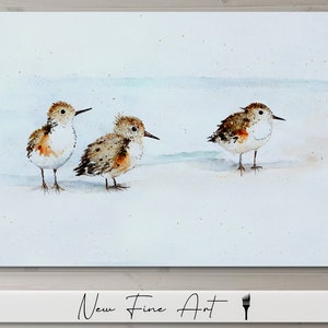 Watercolor Baby Sandpipers, Neutral, Coastal, Nursery Wall Art, Baby Shower Gift, Baby Bird, Fluffy and Cute, Museum Quality Canvas or Print