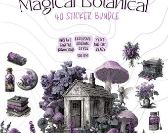 Witchy Botanical Clipart: Potion Stickers, Grimoire Art (Digital Download, Commercial Use)