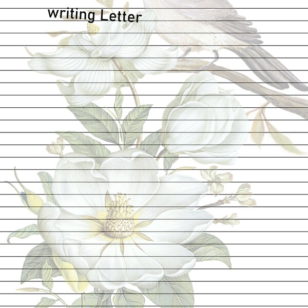 fancy writing paper printable Bird,Floral Printable Letter Paper, Line Sheet, Floral Printable Letter Paper, Writing Paper Printable, Letter Writing Set