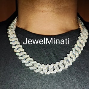 Łańcuch kubański 15 mm Iced Out Naszyjnik Hip Hop Biżuteria ciężkie łańcuszki ze srebra 925 Unisex Choker VVS Moissanite Diamenty Jakość Drip pudełko z zamknięciem