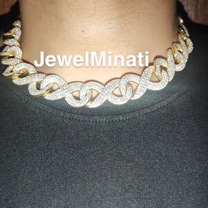 Silver Moissanite Infinity Link Chain |20 mm Iced Out Chain | Iced Out Necklace | Mens Diamond Necklace | HipHop Chain | Mens Infinity Chain