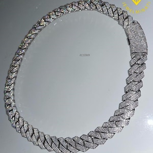 Ciężki solidny 925 srebrny męski łańcuszek VVS1 Moissanite z diamentami zdobiony kubańskimi, łańcuszki Icedout Rapper, szerokość 16 mm, zapięcie wysokiej jakości Icy Box
