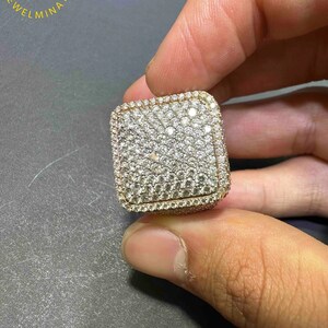 Big Moissanite Iced Out Hip Hop Ring for Men, Micro Paved Iced Out Moissanite Diamond Big Hollow Ring,Jewelry Gift for Him Boyfriend Husband