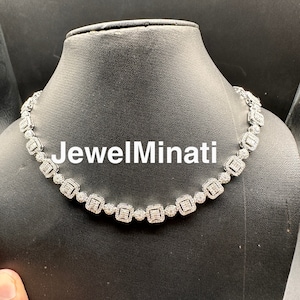 8 mm NOWY styl kwadratowy naszyjnik tenisowy z poduszką Iced Out łańcuch tenisowy VVS1 kamienie moissanite Hip Hop Bling Rapper łańcuch, naszyjnik ze srebra 925