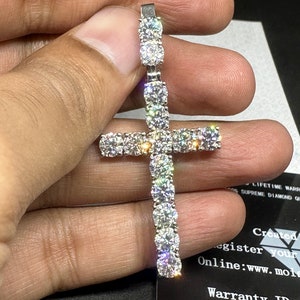 VVS1 D color Moissanite Diamond Cross in 925 sterling silver,sparkling Cross,pass diamond tester,5mm Moissanite iced out cross pendant