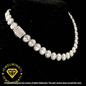 10 mm szerokości owalny naszyjnik z halo Iced Out Tennis Chain dla mężczyzn i kobiet, naszyjnik z diamentami Moissanite ze srebra próby 925 VVS, designerski naszyjnik