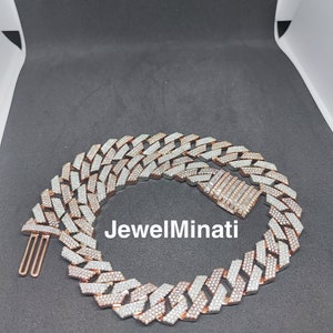 18 mm Ice out VVS1 Moissanite Ice out Prong edge set Cuban Chain, męski Miami Cuban Chain, Bust Down Cuban Chain, dwukolorowy zamek pudełkowy Baguette