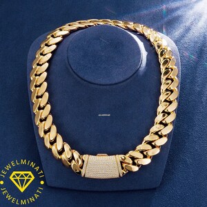 Ciężki solidny 925 srebrny męski łańcuszek VVS1 Moissanite z diamentami zdobiony kubańskimi, łańcuszki Icedout Rapper, szerokość 25 mm, wysokiej jakości zapięcie pudełkowe