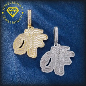 Pingente com nome personalizado "OTF" gelado, pingente de diamante moissanita VVS, pingente com letra maiúscula, pingente de joia hip hop de prata esterlina 925