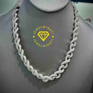 Srebrny łańcuszek z ogniwami nieskończoności Moissanite | 15 mm łańcuszek Iced Out | Naszyjnik Iced Out | Męski naszyjnik z diamentami | Łańcuszek HipHop | Męski łańcuszek Infinity