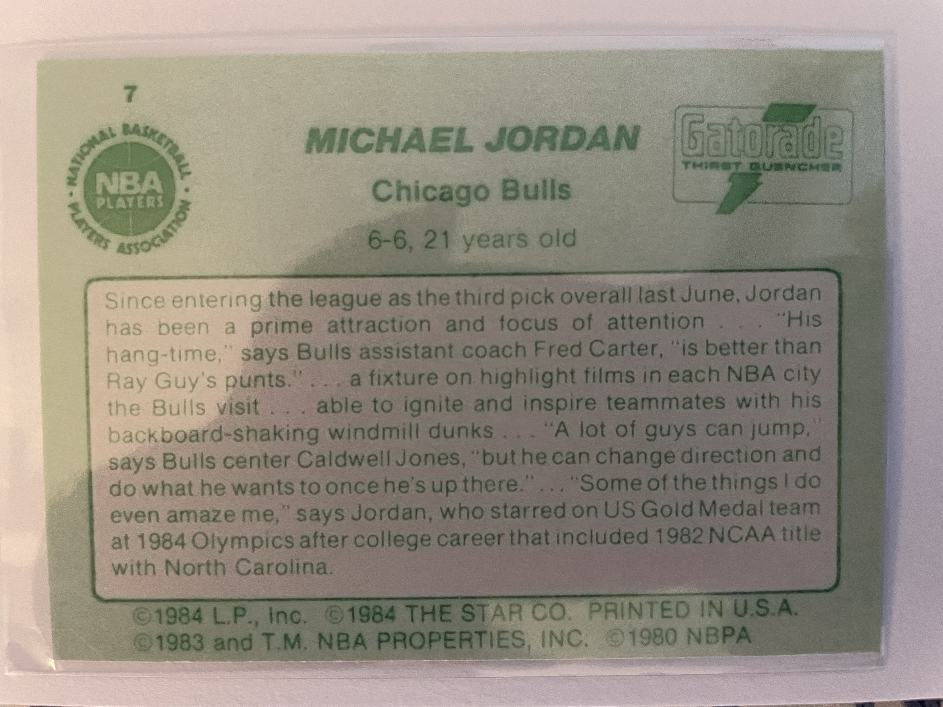 1985 michael jordan star card