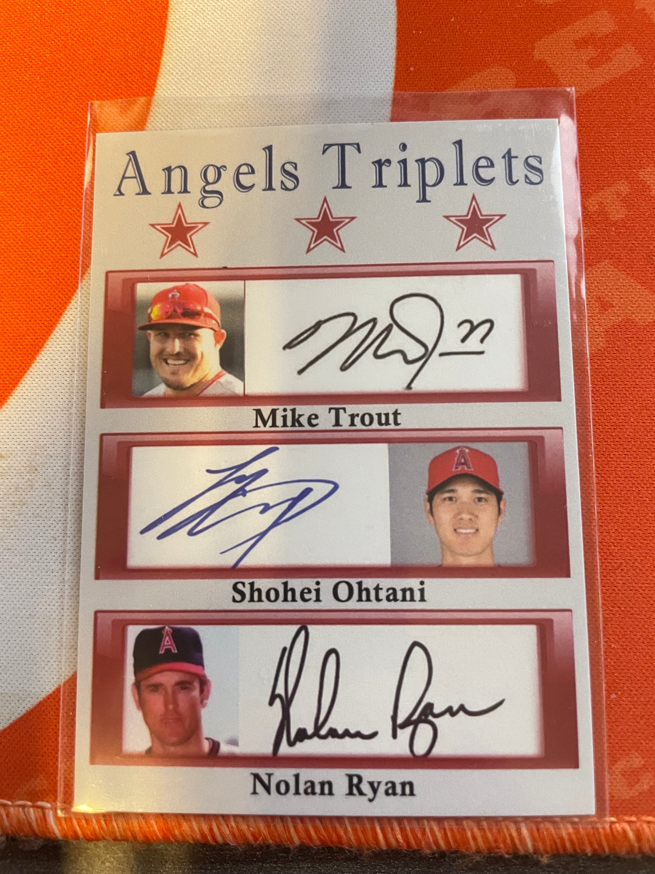 Mike Trout Shohei Ohtani & Nolan Ryan Angels Triplets 