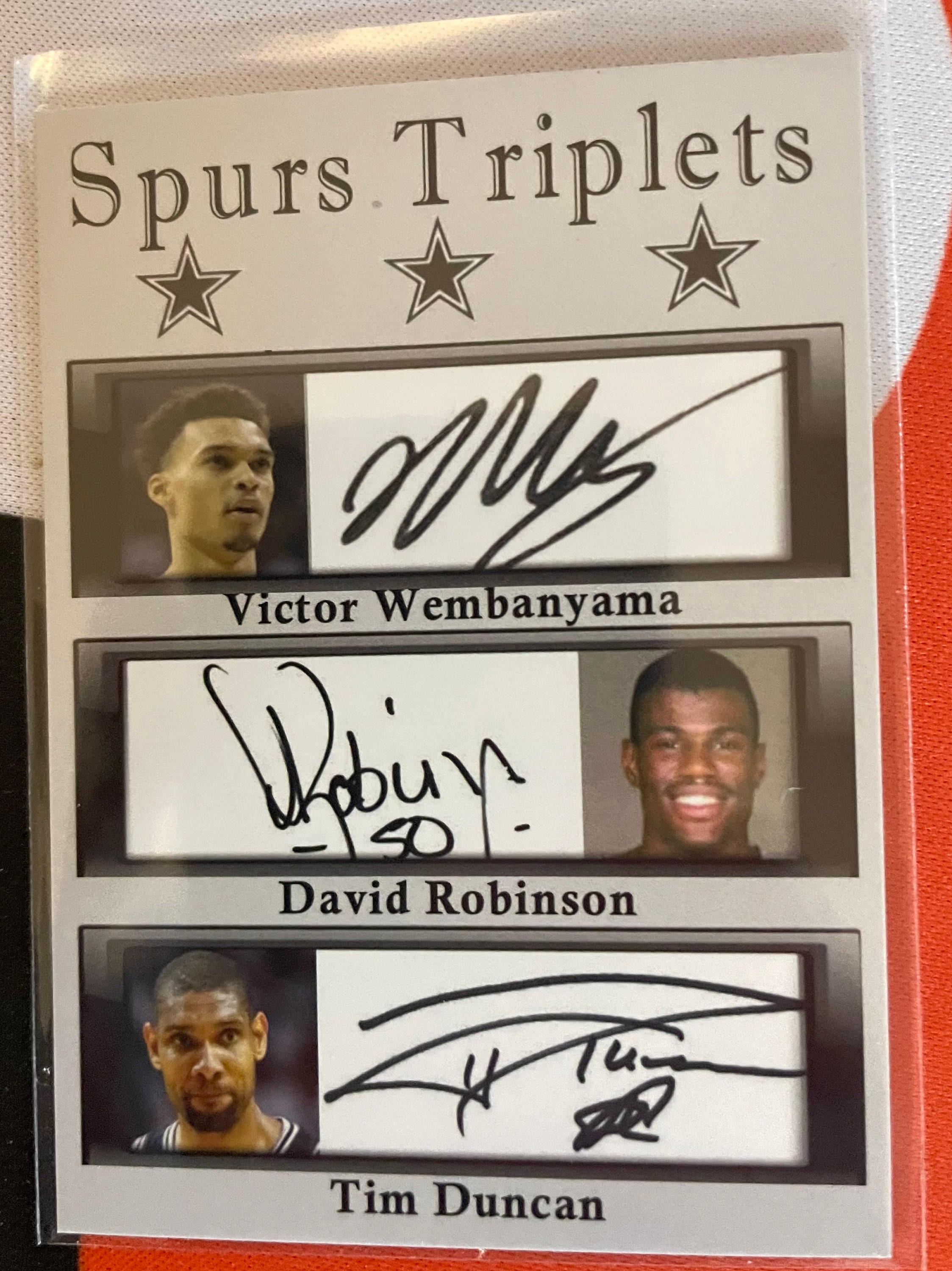 Tim Duncan #21 Spurs & David Robinson Signed Spalding NBA Basketball JSA  COA