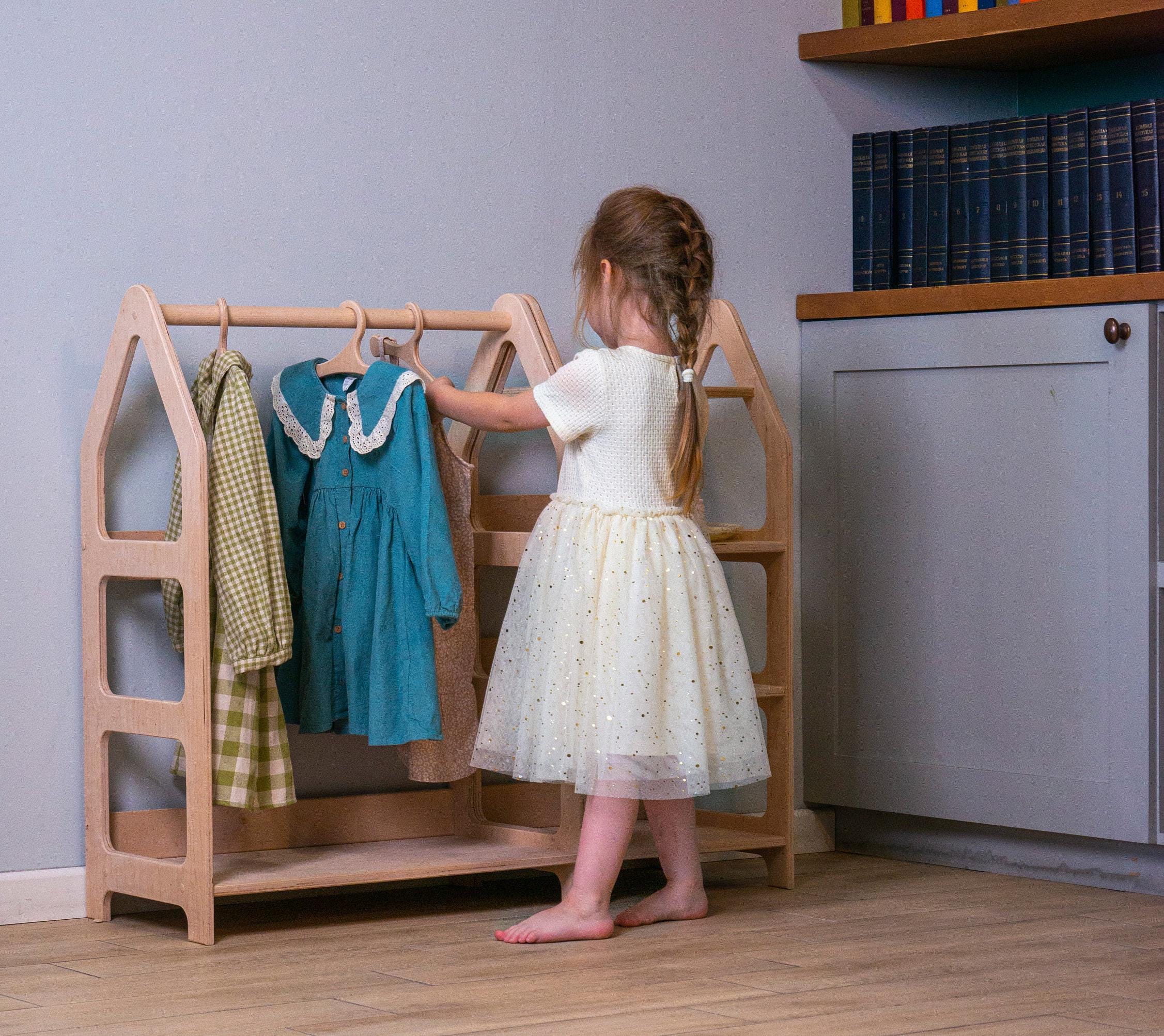 Garment Rack Children's Clothing Rack, Children Montessori Wardrobe, Toddler Wardrobe Clothing ...