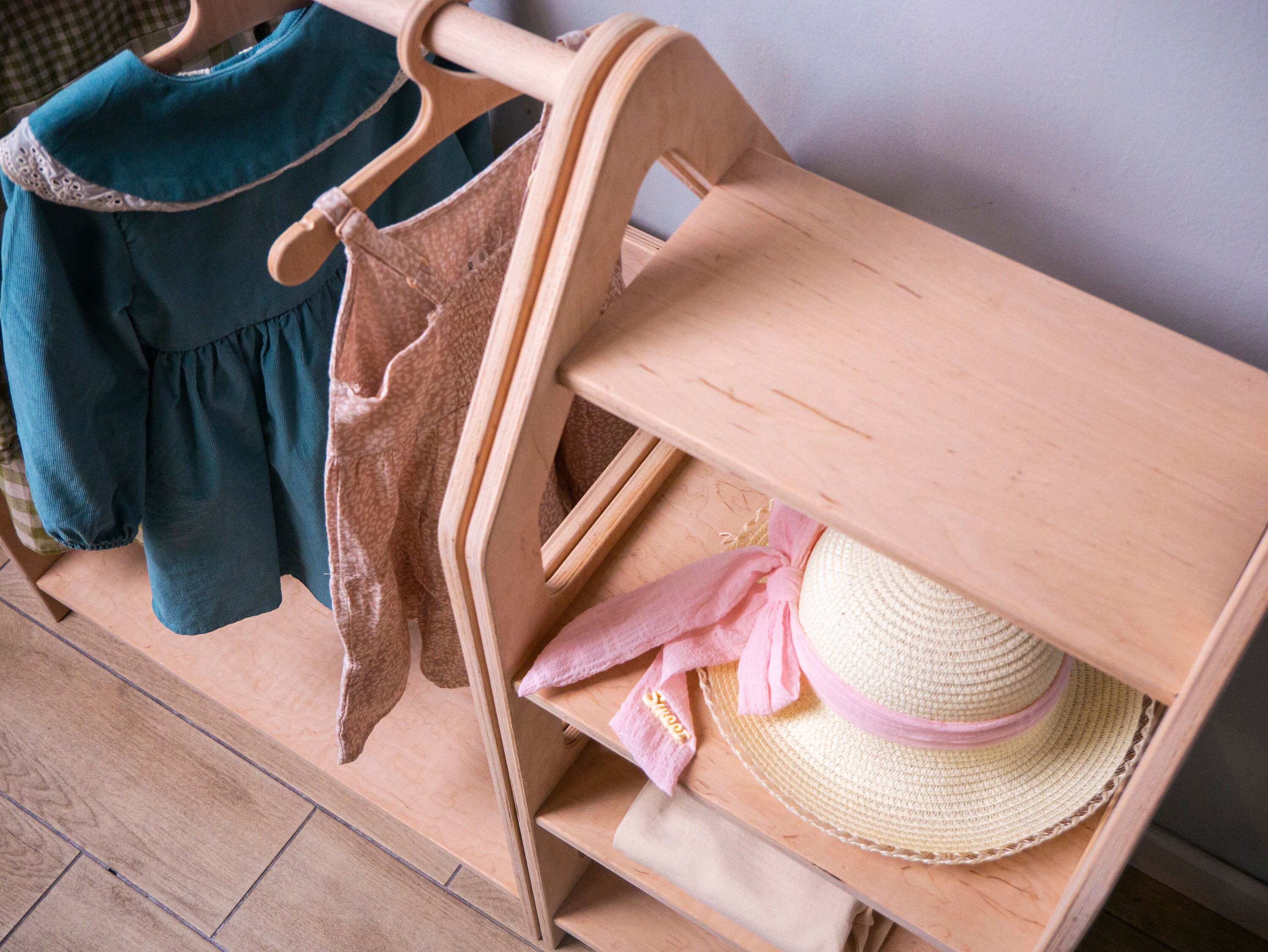 Garment Rack Children's Clothing Rack, Children Montessori Wardrobe, Toddler Wardrobe Clothing ...