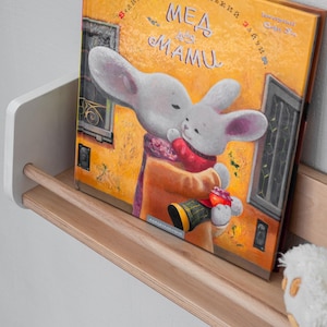 Montessori Kids Wall Shelf: Wood Book Display, Minimal Nursery Decor