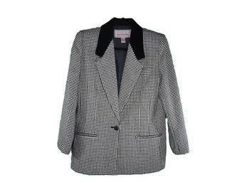 Vintage Suits LTD Blazer Colletto in lana e velluto / Blazer in lana pied de poule vintage