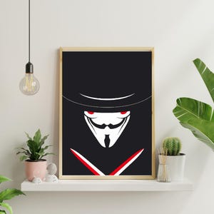 V for Vendetta Movie Poster Digital Download | Minimalist Movie Poster | Wall Art Print | Printable Wall Art Print | Movie Print