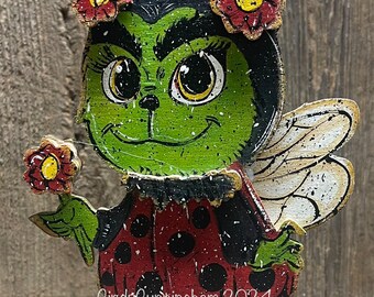 OOAK Meanie ladybug stander