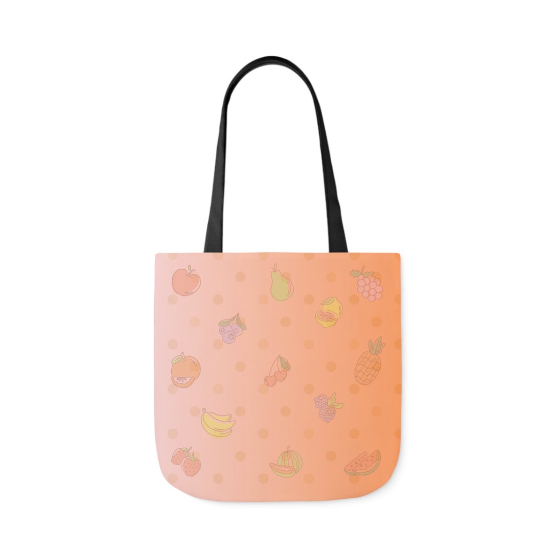 Canvas Tote Bag, Fruit Tote Bag, Pastel Tote Bag, Beach Bag, Summer