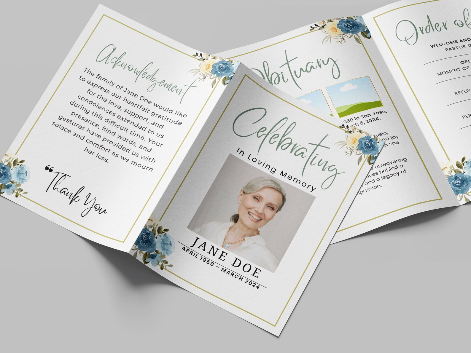 20 Editable Funeral Program Templates Bundle Customizable Obituary