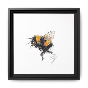 Bumblebee Art Print, Framed Canvas Wall Decor, Nature Lover Gift, Bee Enthusiast Decor, Spring Home Decoration
