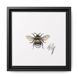 Bee Art Print, Minimalist Wall Decor, Nature Inspired Gift, Modern Home Decor, Wildlife Artwork, Framed Canvas