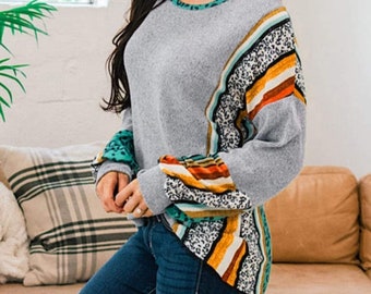 Long Sleeve Multicolor Top