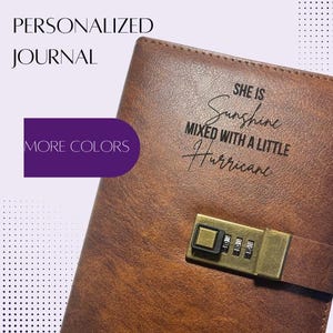 Journal personalized lock journal leather custom engraving monogram gift journaling book unique gift idea notebook custom diary & pen set