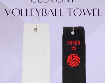 Custom volleyball towel personalized for athlete towel for player towel for volleyball rally towel for player gift idea sport gift towel