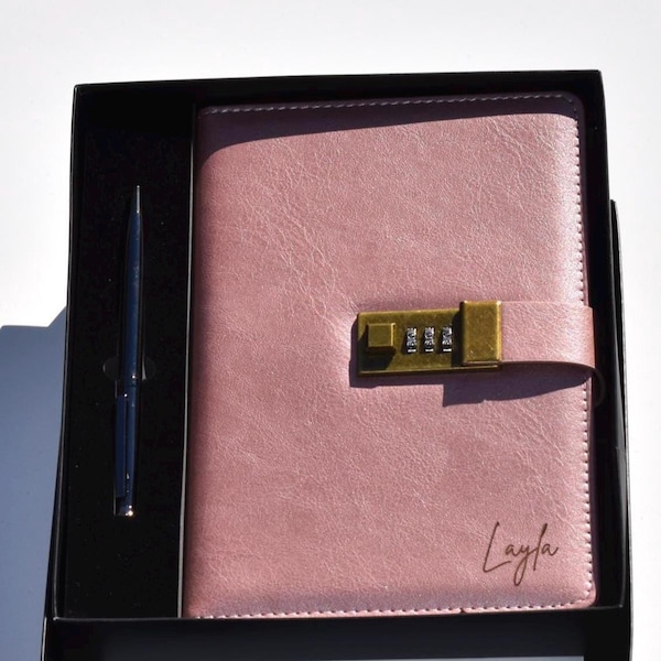 Personalized Lock Diary and Pen Set Refillable Journal Custom PU Leather Notebook Gift for Teen Girl Writer Student Keepsake Planner notes