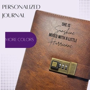 Personalized Leather Journal with Lock & Pen Custom Engraved Monogram Gift for Him Her Graduation Birthday Anniversary customized notebook