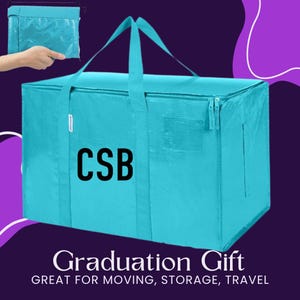 Personalized Storage Bag Dorm Essentials College Student Moving Supplies Large Capacity Container Water Resistant Material Carrying Handles Clear Label Pocket Six Color Options Monogram Design Foldable Storage Solution Space Saving System