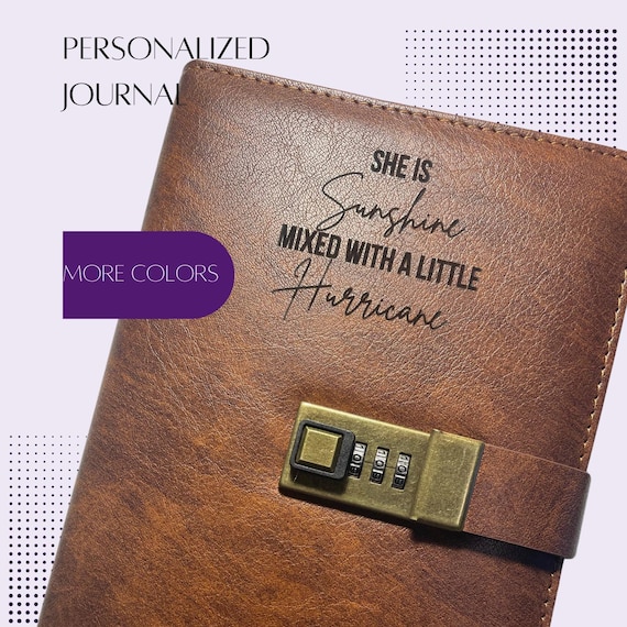 A leather journal that locks — the built-in privacy mechanic plus custom engraving makes this feel genuinely special and secret-keeper worthy.